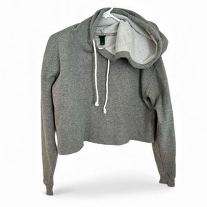 Wild Fable Women's Gray Cropped Hoodie Sweatshirt Raw Hem Pullover Like New